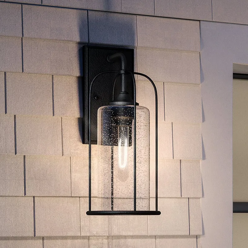 UHP1302 Farmhouse Outdoor Wall Sconce 19.375''H x 8.5''W, Midnight Black Finish, Henderson Collection — Urban Ambiance LED Wall Lights 60.0W 3000K