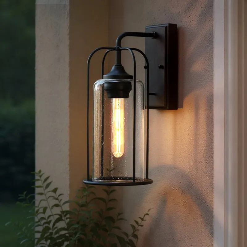 UHP1301 Farmhouse Outdoor Wall Sconce 17''H x 7.5''W, Midnight Black Finish, Henderson Collection — Urban Ambiance LED Wall Lights 60.0W 3000K