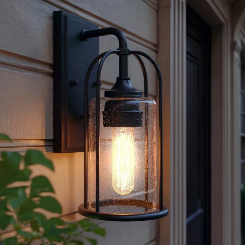 UHP1300 Farmhouse Outdoor Wall Sconce 12.75''H x 6.125''W, Midnight Black Finish, Henderson Collection — Urban Ambiance LED Wall Lights 60.0W 3000K