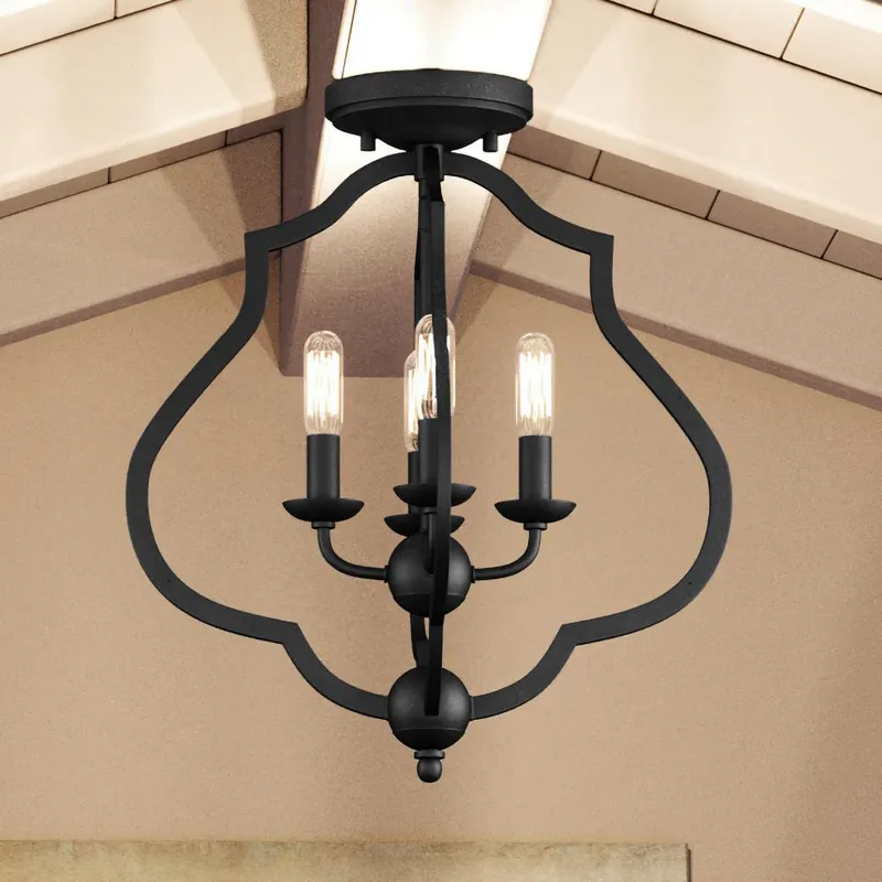 UQL4130 Art Deco Ceiling 15.5''H x 15''W, Matte Black Finish, Stafford Collection — Urban Ambiance LED Post Top Lights  3000K
