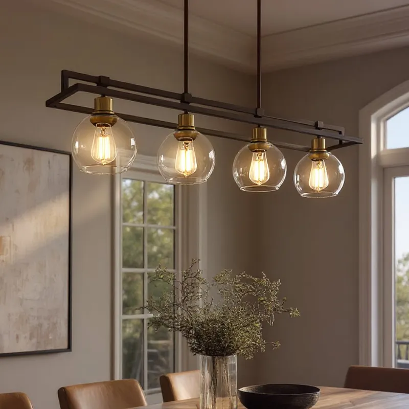 UQL4030 Utilitarian Chandelier 10''H x 40''W, Dark Bronze Finish, Preston Collection — Urban Ambiance LED Linear Lights  3000K