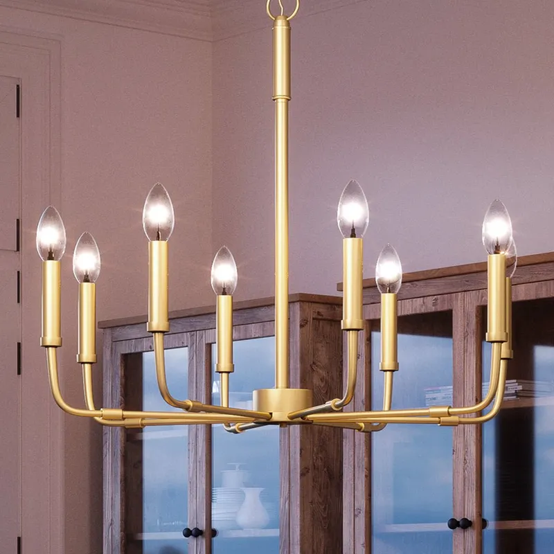 UQL3805 Modern Farmhouse Chandelier 26''H x 28''W, Olde Brass Finish, Bideford Collection — Urban Ambiance LED Landscape Lights  3000K