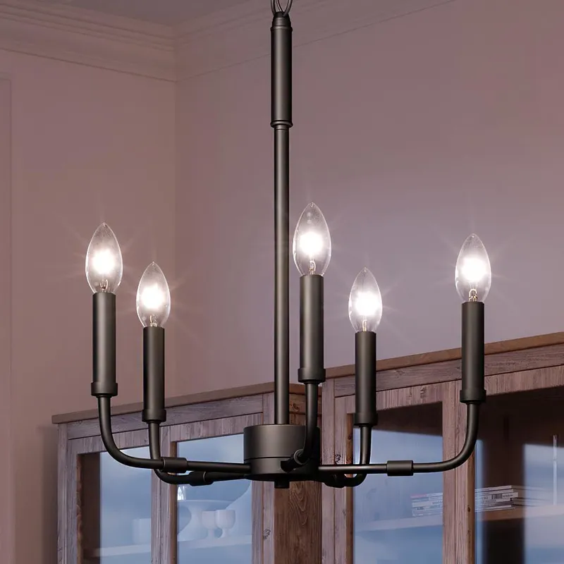 UQL3800 Modern Farmhouse Chandelier 21.25''H x 18''W, Matte Black Finish, Bideford Collection — Urban Ambiance LED Landscape Lights  3000K