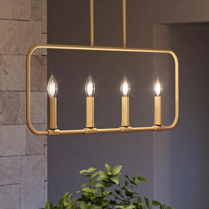 UQL3796 Modern Farmhouse Chandelier 19.75''H x 32''W, Olde Brass Finish, Bideford Collection — Urban Ambiance LED Linear Lights  3000K