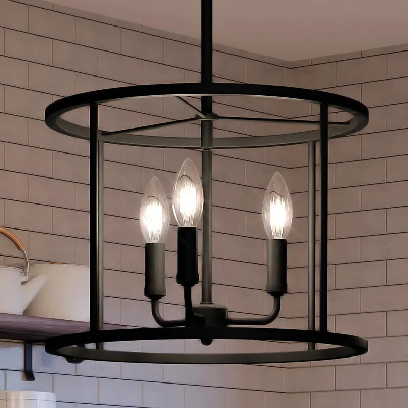 UQL3794 Modern Farmhouse Chandelier 18''H x 14''W, Matte Black Finish, Bideford Collection — Urban Ambiance LED Landscape Lights  3000K