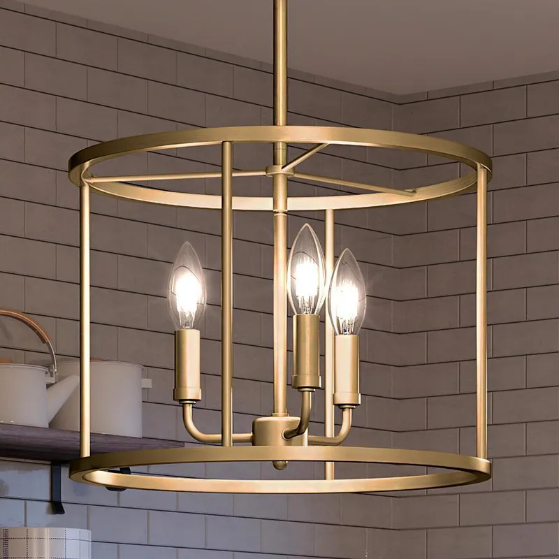 UQL3793 Modern Farmhouse Chandelier 18''H x 14''W, Olde Brass Finish, Bideford Collection — Urban Ambiance LED Landscape Lights  3000K