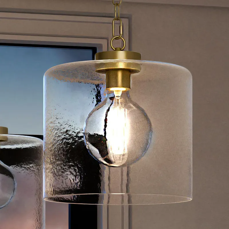 UQL3790 Modern Farmhouse Pendant 13.25''H x 12''W, Olde Brass Finish, Bideford Collection — Urban Ambiance LED Landscape Lights  3000K