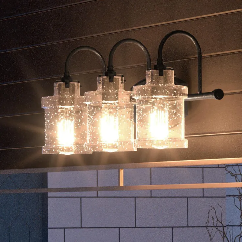 UQL3979 Modern Farmhouse Bath Fixture 9.75''H x 24''W, Natural Black Finish, Wrexham Collection — Urban Ambiance LED Linear Lights  3000K