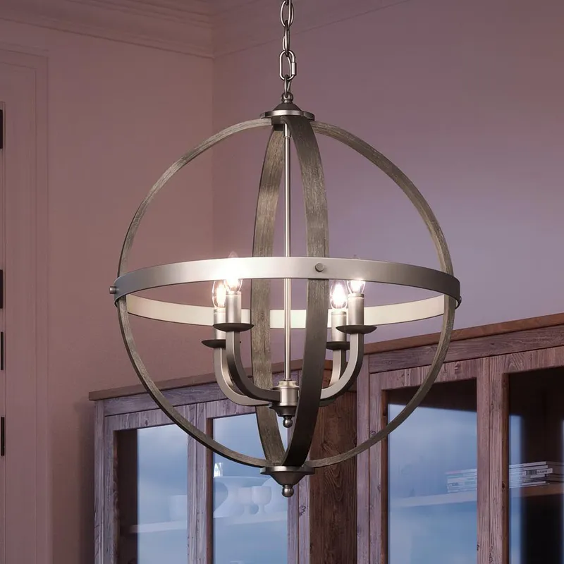 UQL3854 Old World Chandelier 19.75''H x 16.75''W, Brushed Nickel Finish, Blackburn Collection — Urban Ambiance LED Landscape Lights  3000K