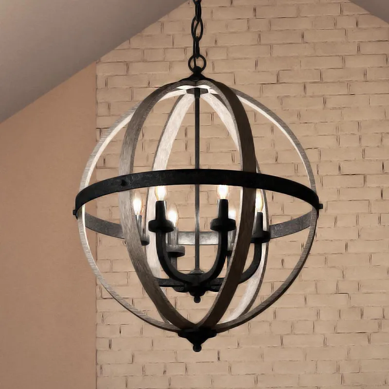 UQL3851 Old World Chandelier 28.5''H x 24.75''W, Antique Black Finish, Blackburn Collection — Urban Ambiance LED Landscape Lights  3000K