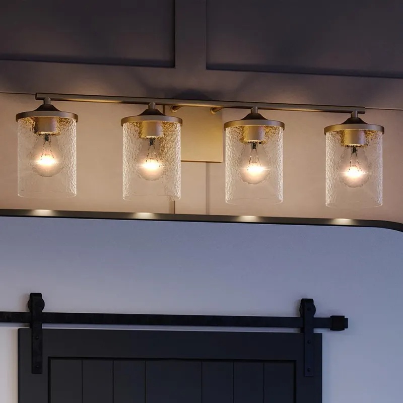 UQL3817 Modern Farmhouse Bath Fixture 7.75''H x 28''W, Olde Brass Finish, Bideford Collection — Urban Ambiance LED Linear Lights  3000K