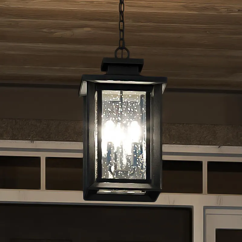 UQL1641 Craftsman Outdoor Pendant 19.5''H x 10.75''W, Natural Black Finish, Peacehaven Collection, Marine-Grade Construction — Urban Ambiance LED Linear Lights  3000K