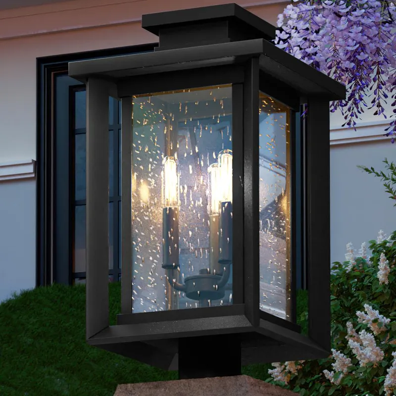 UQL1640 Craftsman Outdoor Post Light 19.25''H x 10.75''W, Natural Black Finish, Peacehaven Collection, Marine-Grade Construction — Urban Ambiance LED Linear Lights  3000K