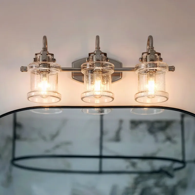 UQL3981 Modern Farmhouse Bath Fixture 9.75''H x 24''W, Brushed Nickel Finish, Wrexham Collection — Urban Ambiance LED Linear Lights  3000K