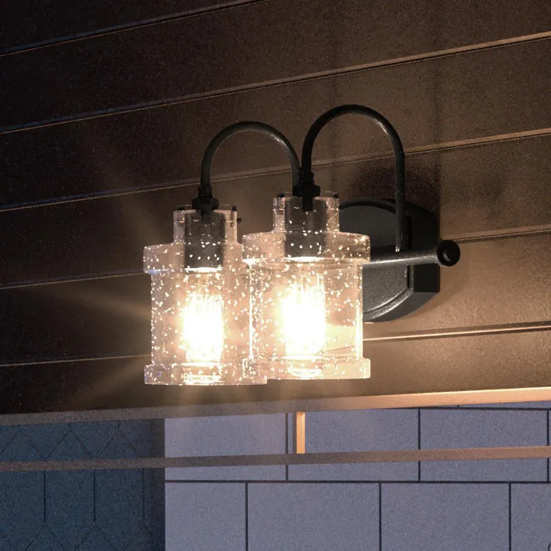 UQL3976 Modern Farmhouse Bath Fixture 9.75''H x 16.25''W, Natural Black Finish, Wrexham Collection — Urban Ambiance LED Linear Lights  3000K