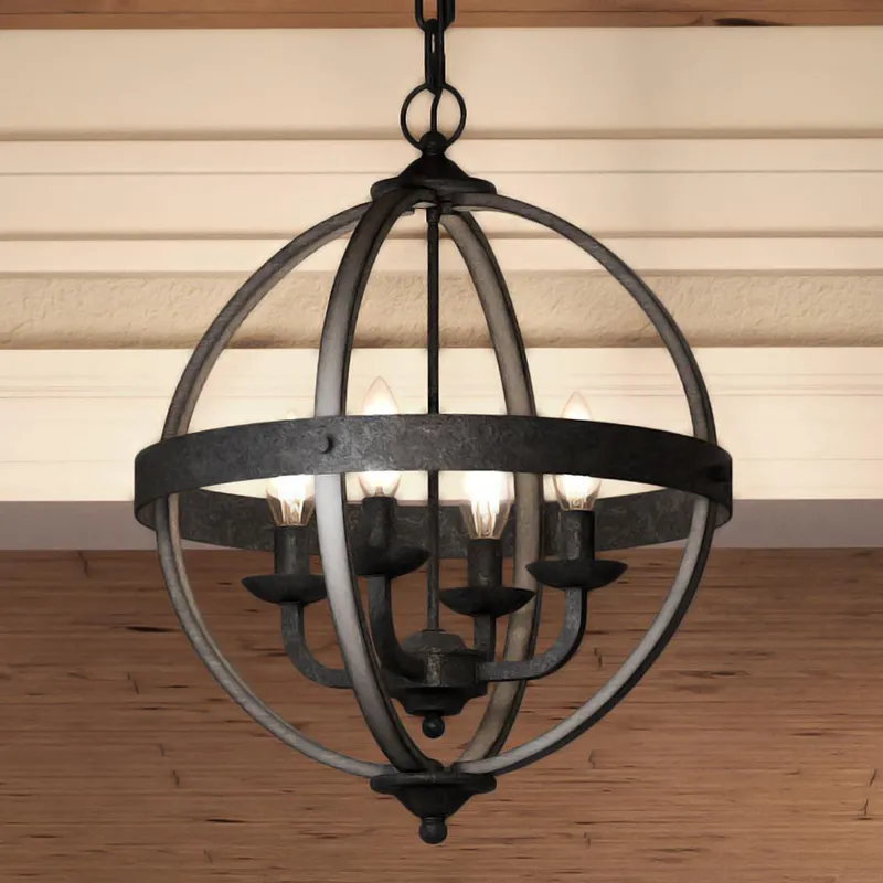 UQL3853 Old World Chandelier 19.75''H x 16.75''W, Antique Black Finish, Blackburn Collection — Urban Ambiance LED Landscape Lights  3000K