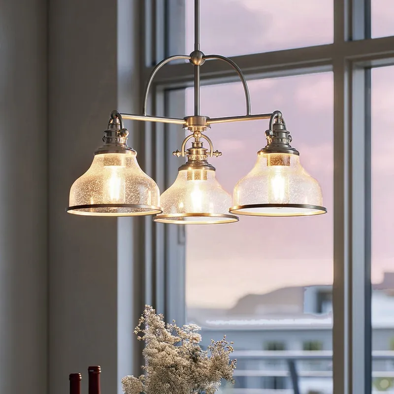 UQL3667 Traditional Chandelier 15.5''H x 24''W, Brushed Nickel Finish, Pasadena Collection — Urban Ambiance LED Landscape Lights  3000K