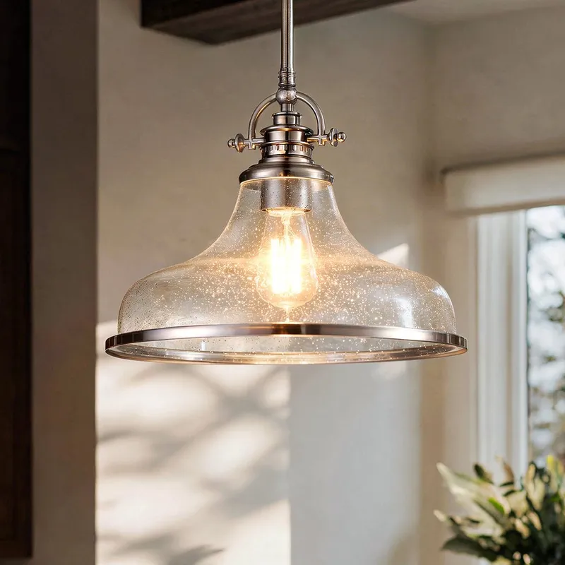 UQL3665 Traditional Pendant 10.75''H x 13.5''W, Brushed Nickel Finish, Pasadena Collection — Urban Ambiance LED Landscape Lights  3000K