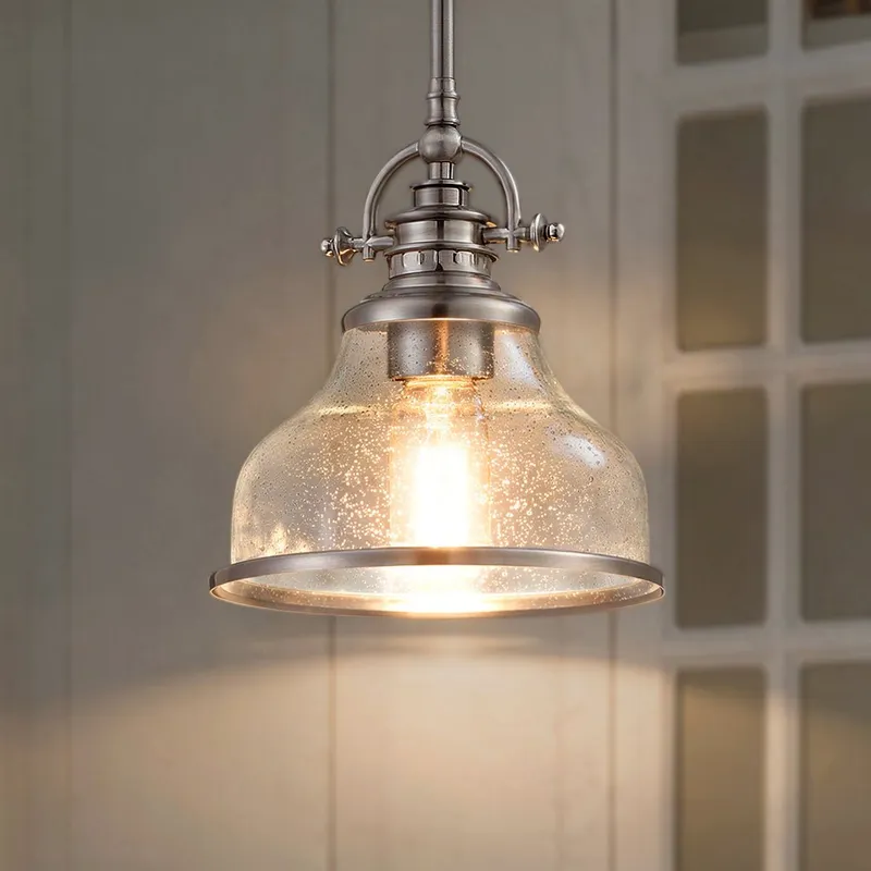UQL3661 Traditional Pendant 9.5''H x 8''W, Brushed Nickel Finish, Pasadena Collection — Urban Ambiance LED Landscape Lights  3000K