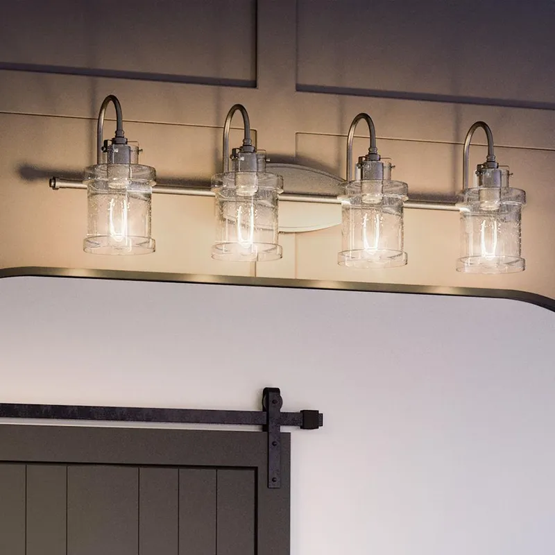 UQL3984 Modern Farmhouse Bath Fixture 9.75''H x 32''W, Brushed Nickel Finish, Wrexham Collection — Urban Ambiance LED Linear Lights  3000K