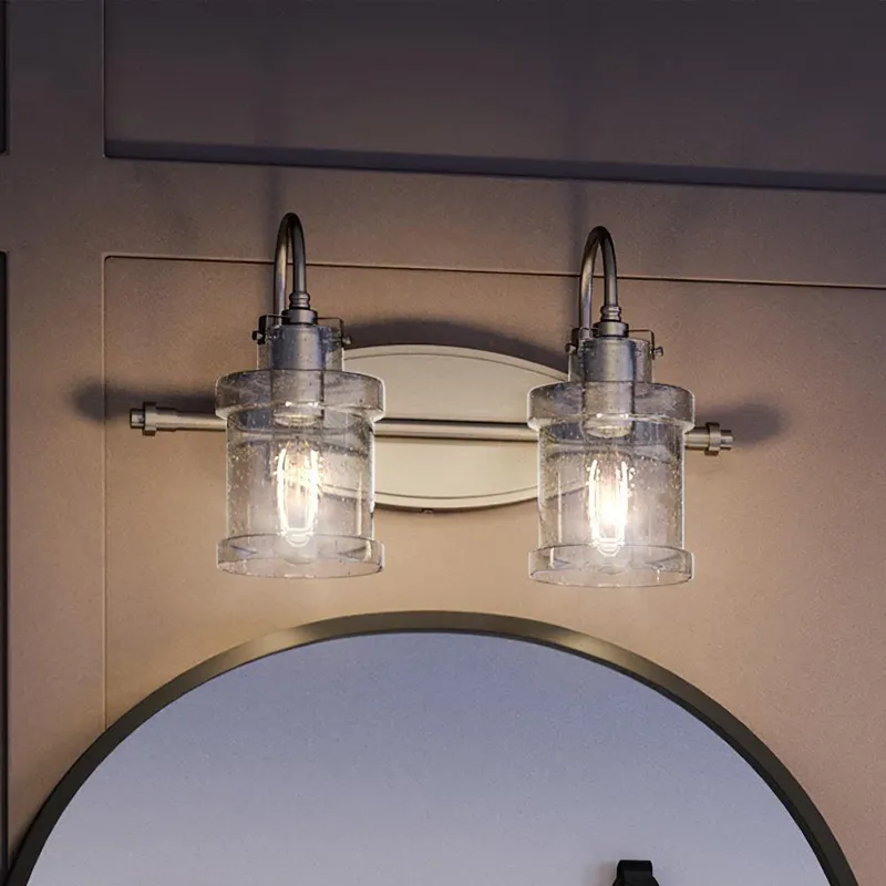 UQL3978 Modern Farmhouse Bath Fixture 9.75''H x 16.25''W, Brushed Nickel Finish, Wrexham Collection — Urban Ambiance LED Linear Lights  3000K