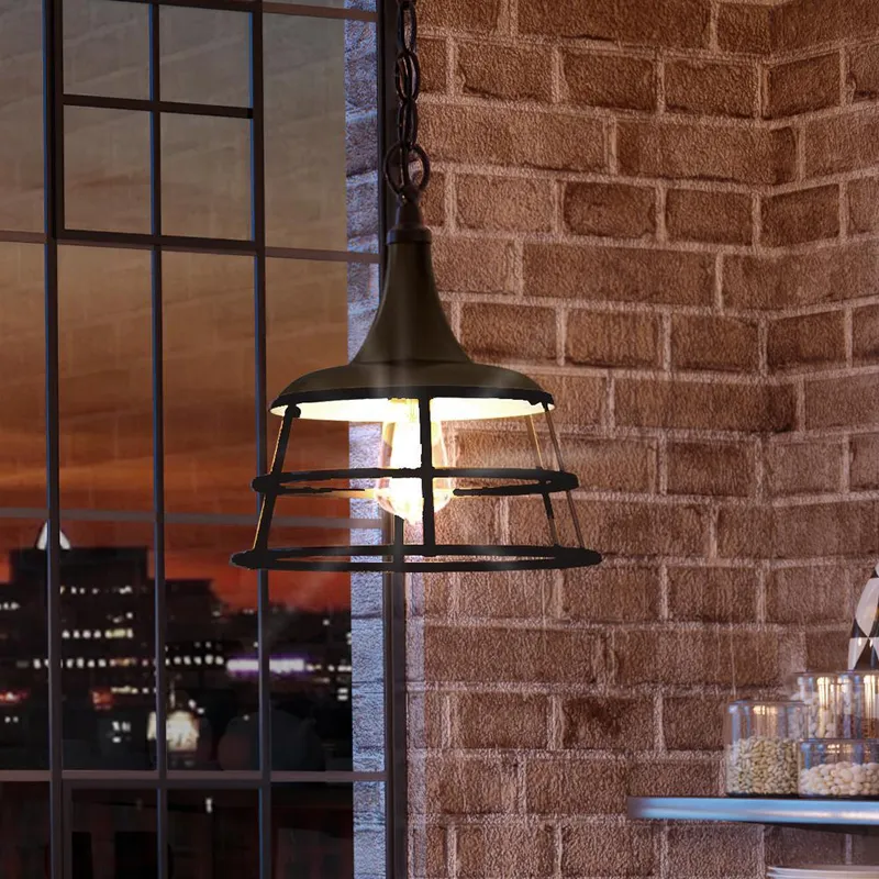 UHP3851 Urban Loft Pendant Light, 14.25"H x 12"W, Blackened Brass Finish, Frederick Collection — Urban Ambiance LED Landscape Lights  3000K