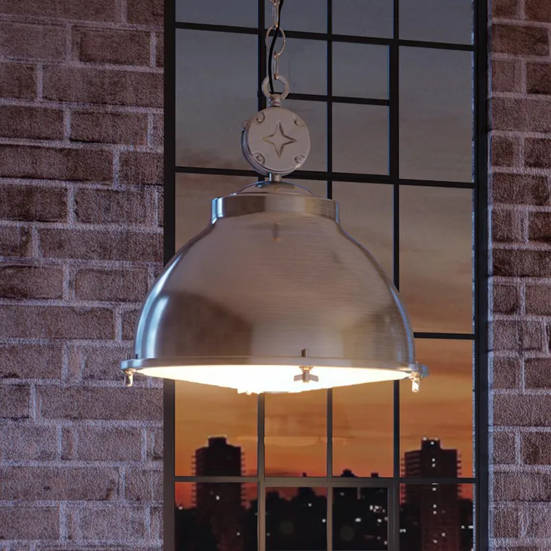 UHP3840 Urban Loft Pendant Light, 17.625"H x 17.375"W, Brushed Nickel Finish, Kenner Collection — Urban Ambiance LED Landscape Lights  3000K
