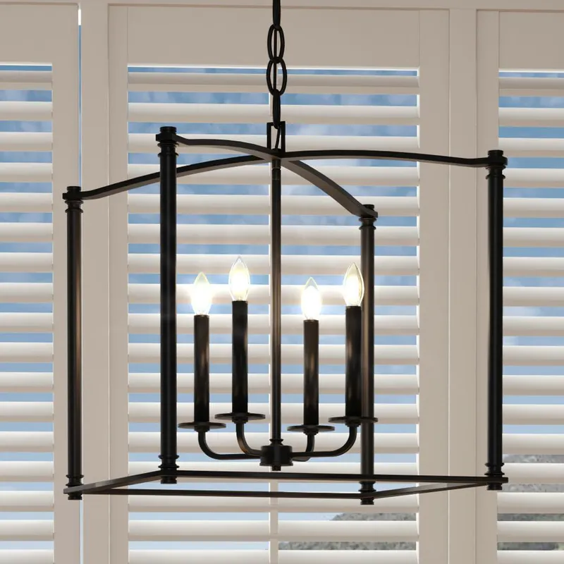 UHP3831 Contemporary Chandelier, 25"H x 19.625"W, Midnight Black Finish, Missoula Collection — Urban Ambiance LED Landscape Lights  3000K