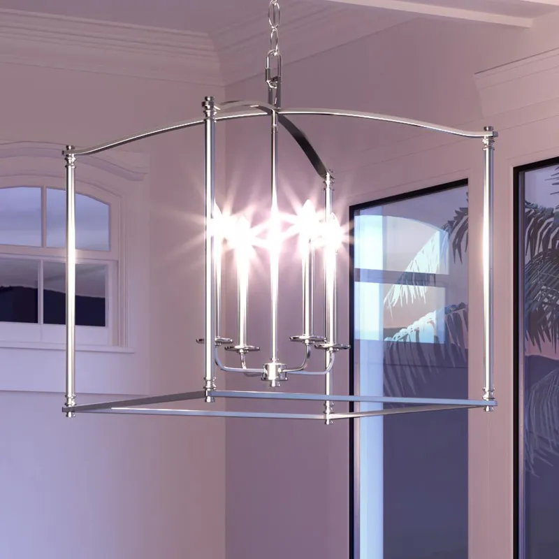 UHP3830 Contemporary Chandelier, 25"H x 19.625"W, Brushed Nickel Finish, Missoula Collection — Urban Ambiance LED Landscape Lights  3000K