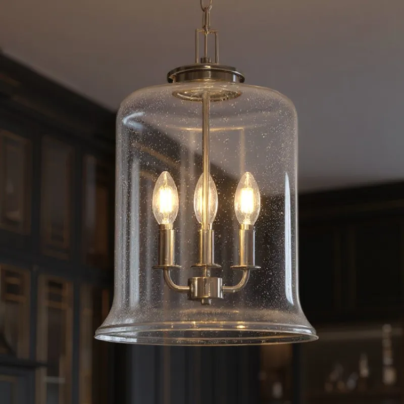 UHP3820 French Rustic Pendant Light, 17.125"H x 12.875"W, Brushed Nickel Finish, Missoula Collection — Urban Ambiance LED Landscape Lights  3000K