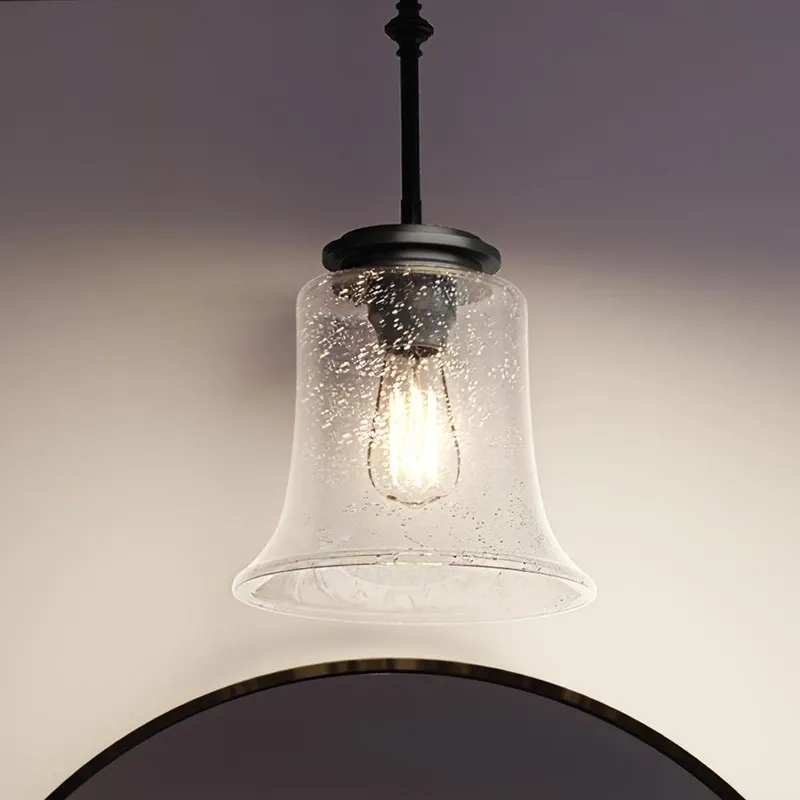UHP3811 French Rustic Pendant Light, 15.875"H x 9.25"W, Midnight Black Finish, Missoula Collection — Urban Ambiance LED Landscape Lights  3000K