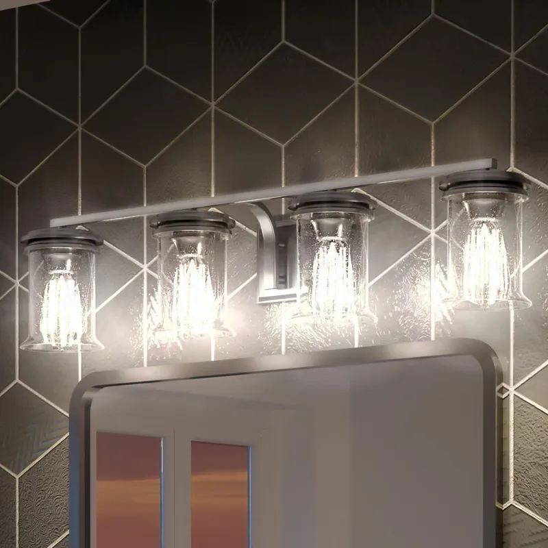 UHP3770 French Rustic Bath Vanity Light, 7.25"H x 33.25"W, Brushed Nickel Finish, Missoula Collection — Urban Ambiance LED Linear Lights  3000K