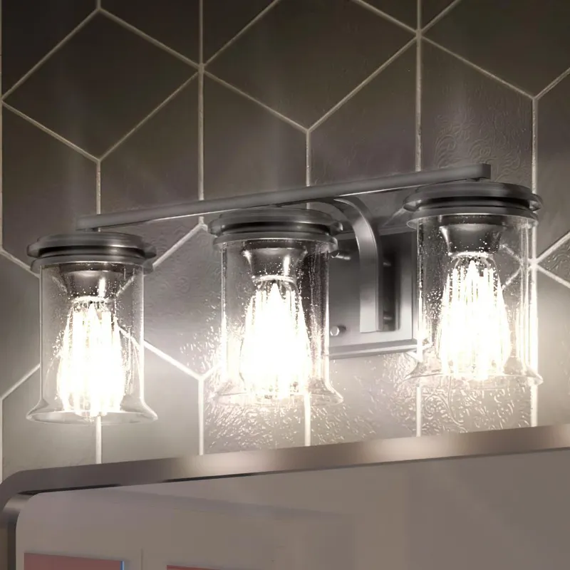 UHP3760 French Rustic Bath Vanity Light, 7.25"H x 23.75"W, Brushed Nickel Finish, Missoula Collection — Urban Ambiance LED Linear Lights  3000K