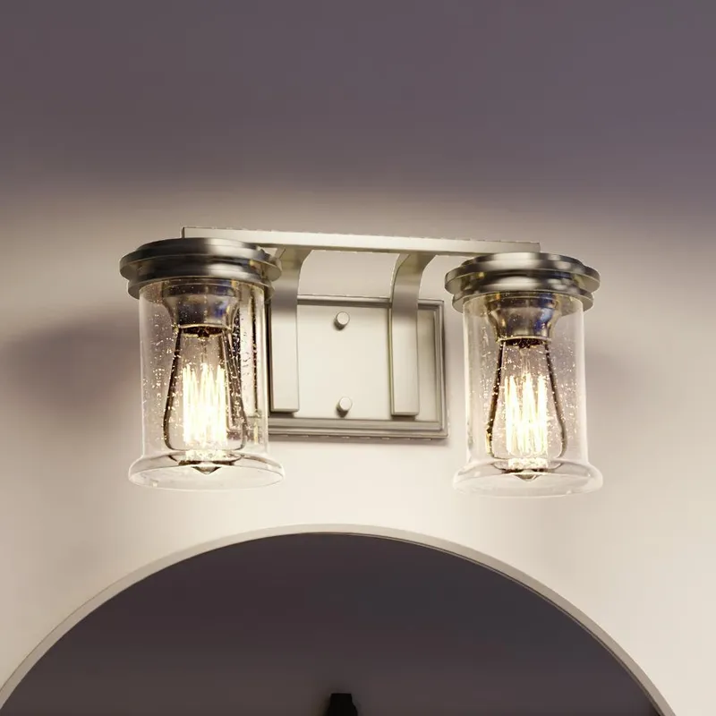 UHP3750 French Rustic Bath Vanity Light, 7.25"H x 14.25"W, Brushed Nickel Finish, Missoula Collection — Urban Ambiance LED Linear Lights  3000K