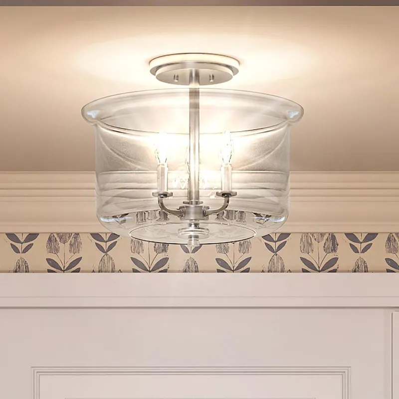 UHP3730 French Rustic Ceiling Light, 11.875"H x 13.75"W, Brushed Nickel Finish, Missoula Collection — Urban Ambiance LED Post Top Lights  3000K