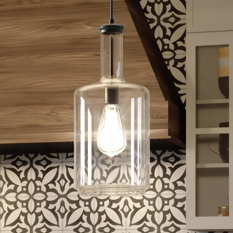UHP3701 Luxe Industrial Pendant Light, 17"H x 7"W, Midnight Black Finish, Eagan Collection — Urban Ambiance LED Landscape Lights  3000K