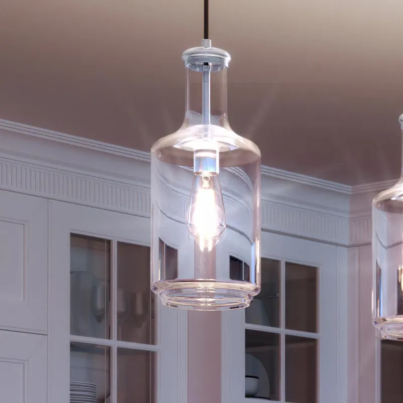UHP3700 Luxe Industrial Pendant Light, 17"H x 7"W, Brushed Nickel Finish, Eagan Collection — Urban Ambiance LED Landscape Lights  3000K