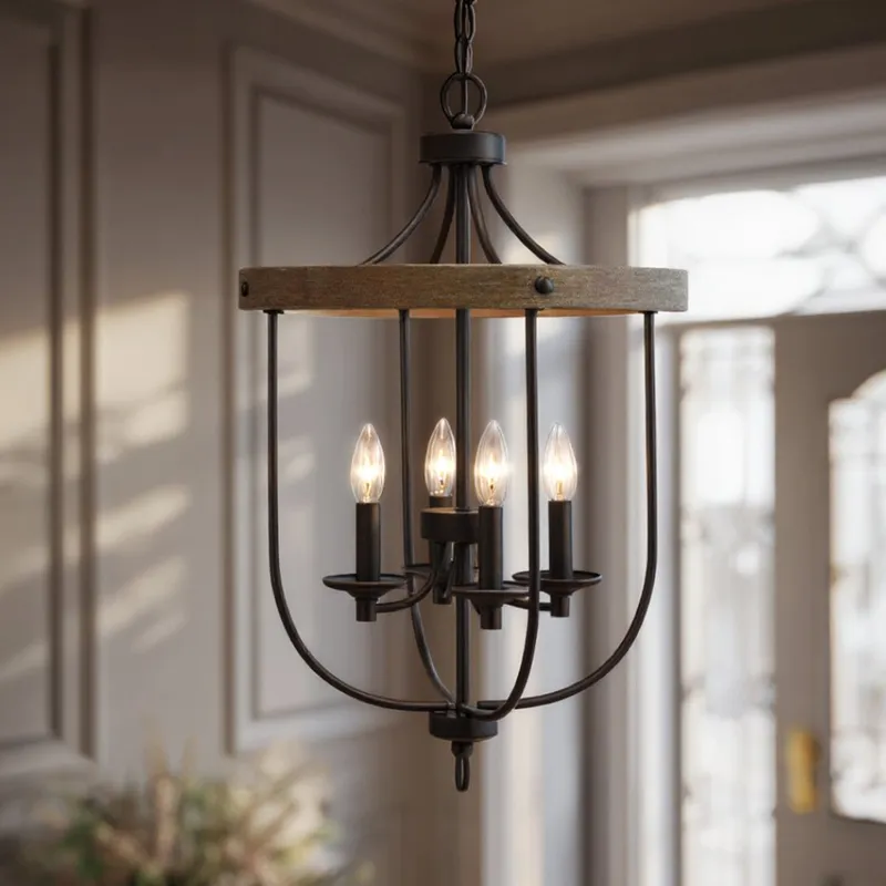 UHP3560 French Rustic Chandelier, 26.25"H x 17.125"W, Charcoal Finish, Adelaide Collection — Urban Ambiance LED Landscape Lights  3000K