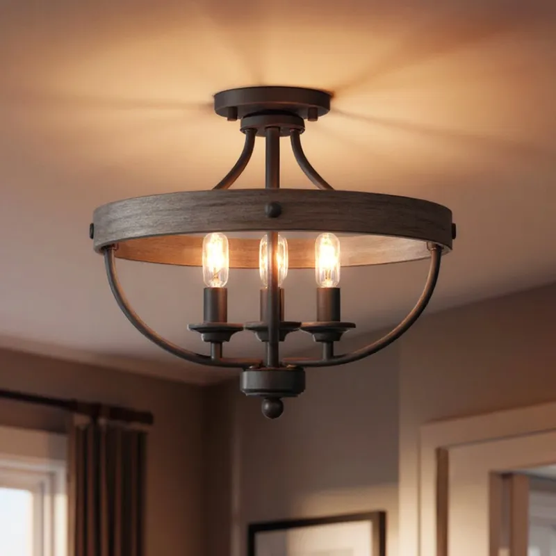 UHP3441 French Rustic Ceiling Light, 12.625"H x 15.25"W, Charcoal Finish, Adelaide Collection — Urban Ambiance LED Post Top Lights  3000K