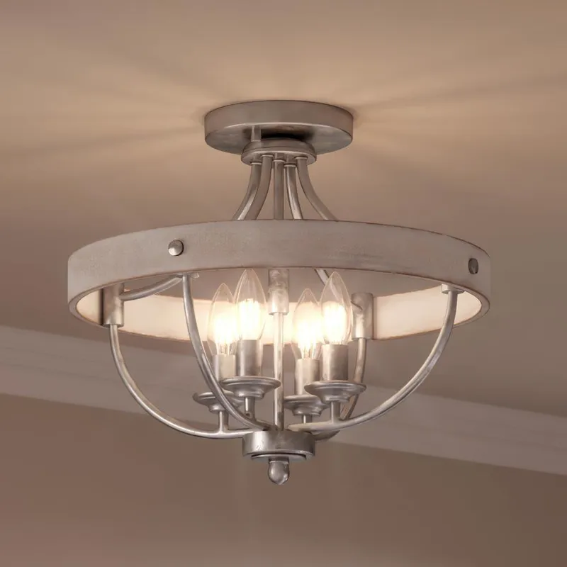 UHP3440 French Rustic Ceiling Light, 12.625"H x 15.25"W, Galvanized Steel Finish, Adelaide Collection — Urban Ambiance LED Post Top Lights  3000K