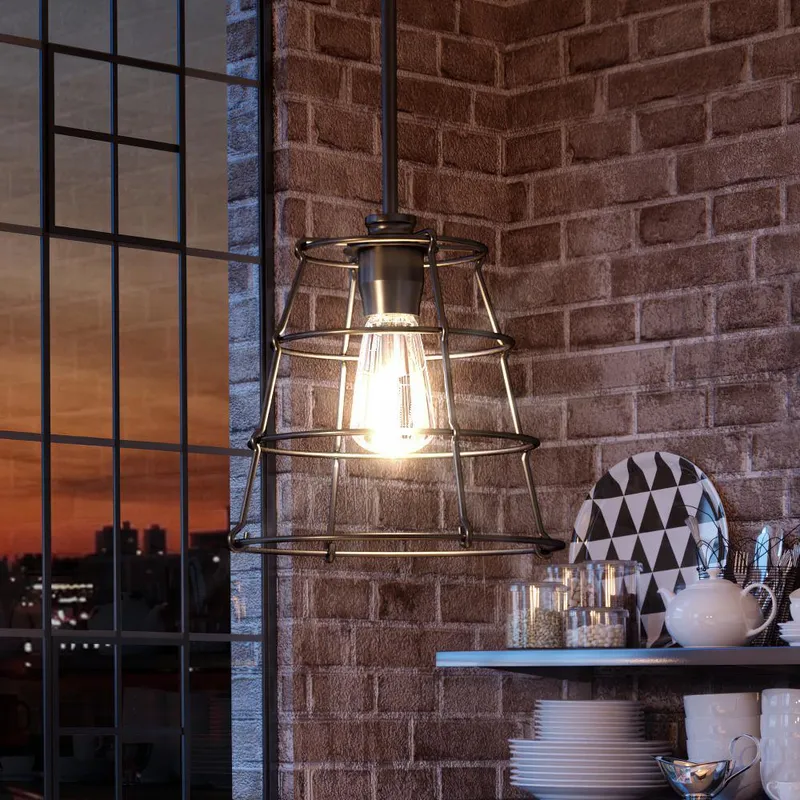 UHP3421 Urban Loft Pendant Light, 11"H x 10"W, Midnight Black Finish, Franklin Collection — Urban Ambiance LED Landscape Lights  3000K