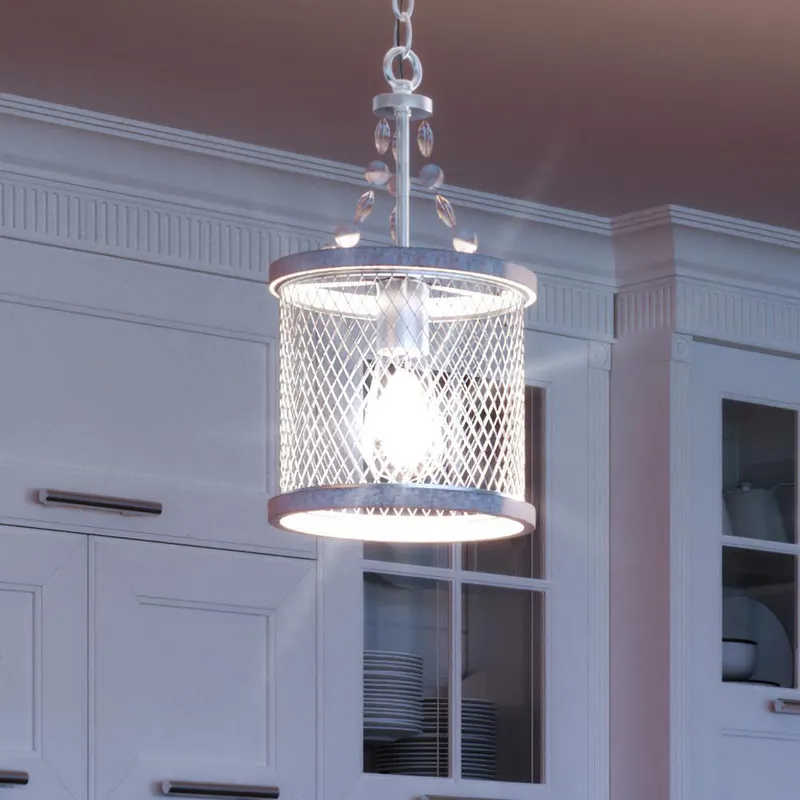 UHP3380 Provincial Pendant Light, 15.625"H x 8.5"W, Galvanized Steel Finish, Layton Collection — Urban Ambiance LED Landscape Lights  3000K