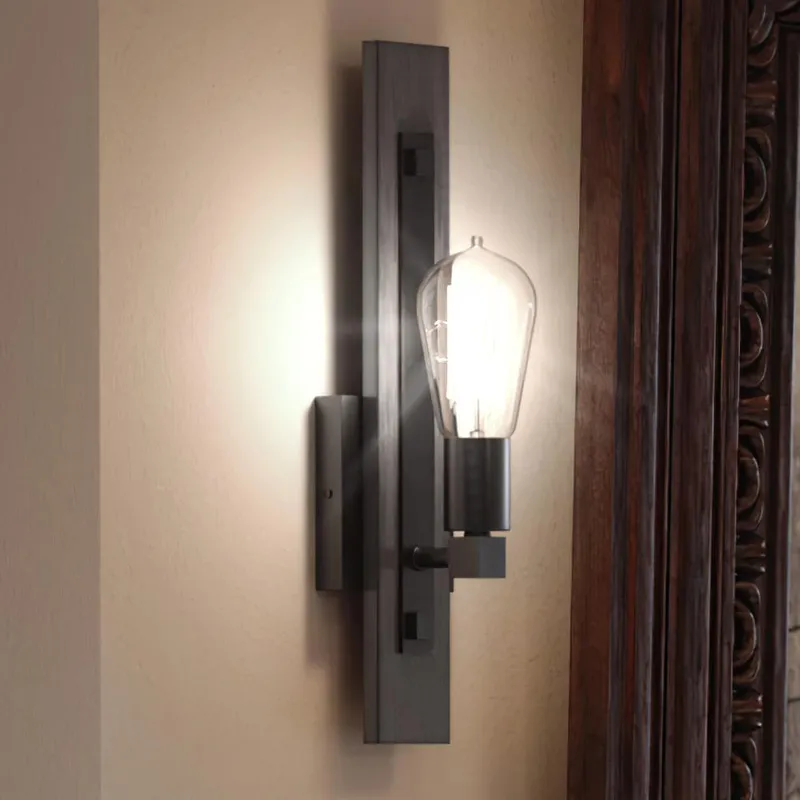 UHP3341 Urban Loft Wall Light, 16.75"H x 4.75"W, Midnight Black Finish, Southfield Collection — Urban Ambiance LED Wall Lights  3000K