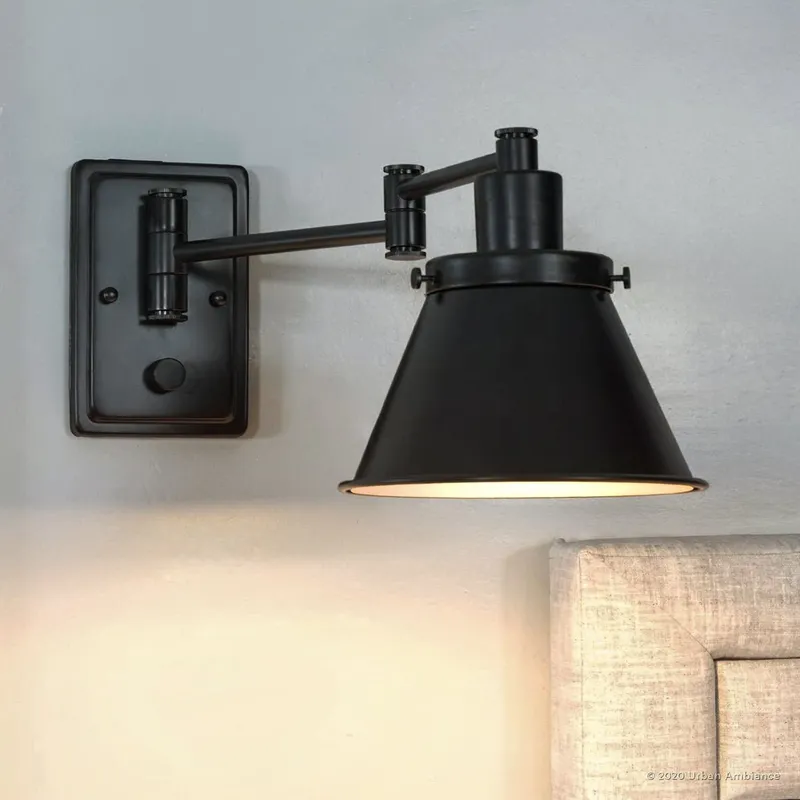 UHP3311 Traditional Wall Light, 9.625"H x 8.25"W, Midnight Black Finish, Pawtucket Collection — Urban Ambiance LED Wall Lights  3000K