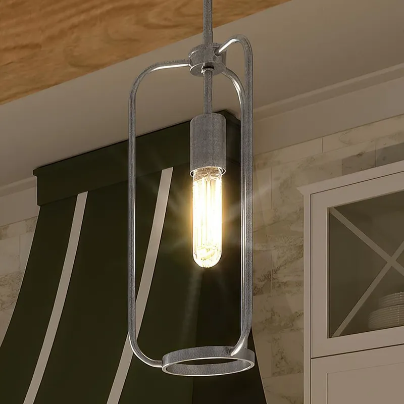 UHP3270 Urban Loft Pendant Light, 14.875"H x 7"W, Galvanized Steel Finish, Loveland Collection — Urban Ambiance LED Landscape Lights  3000K