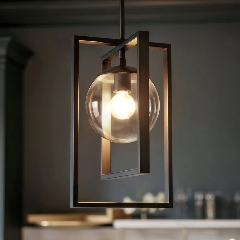 UHP3251 Minimalist Pendant Light, 13.125"H x 8.25"W, Midnight Black Finish, Canton Collection — Urban Ambiance LED Landscape Lights  3000K
