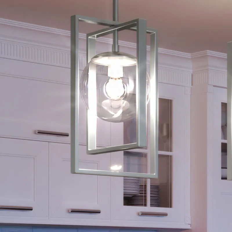 UHP3250 Minimalist Pendant Light, 13.125"H x 8.25"W, Brushed Nickel Finish, Canton Collection — Urban Ambiance LED Landscape Lights  3000K