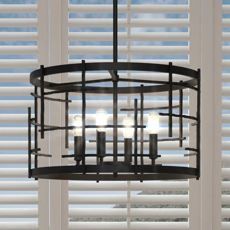 UHP3232 Electic Chandelier, 11.625"H x 18"W, Midnight Black Finish, Springdale Collection — Urban Ambiance LED Landscape Lights  3000K