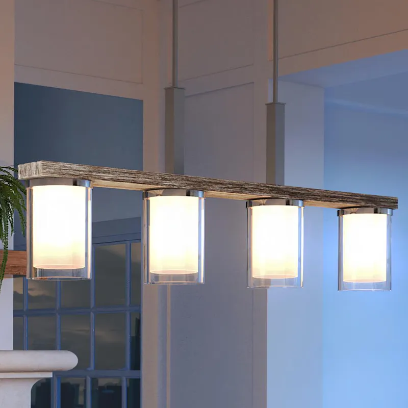 UHP3220 Contemporary Chandelier, 14.75"H x 4.875"W, Brushed Nickel Finish, Evanston Collection — Urban Ambiance LED Linear Lights  3000K