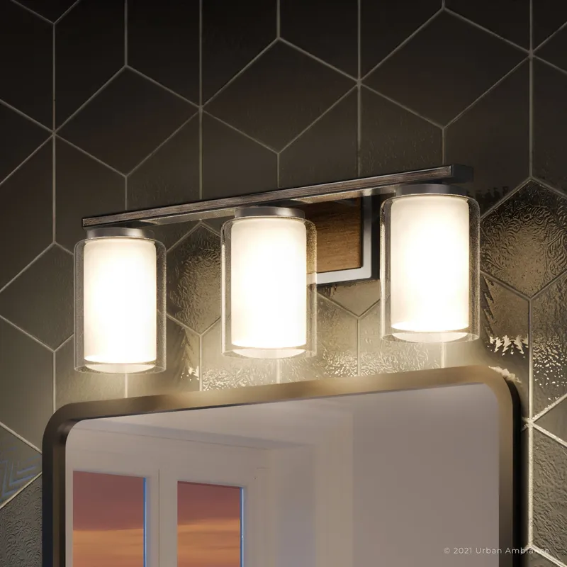 UHP3180 Contemporary Bath Vanity Light, 7.75"H x 24"W, Brushed Nickel Finish, Evanston Collection — Urban Ambiance LED Linear Lights  3000K